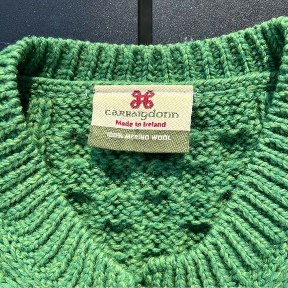 Carraig Donn Irish Merino Wool Green Knit cardigan shirt size XL Extra Large - Picture 3 of 7